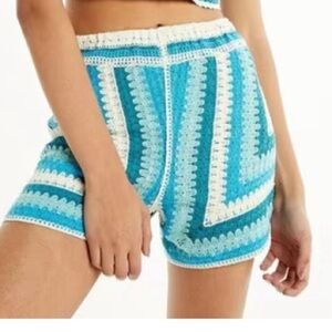 Rebellion Blue Cream Crochet Knit Shorts size L